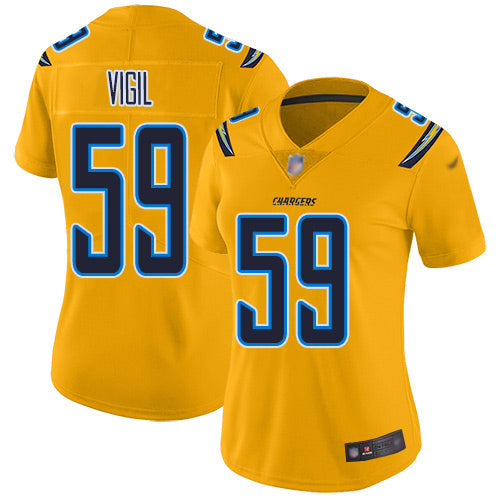 Nike Los Angeles Chargers #59 Nick Vigil Gold Women's Stitched NFL Limited Inverted Legend Jersey Womens