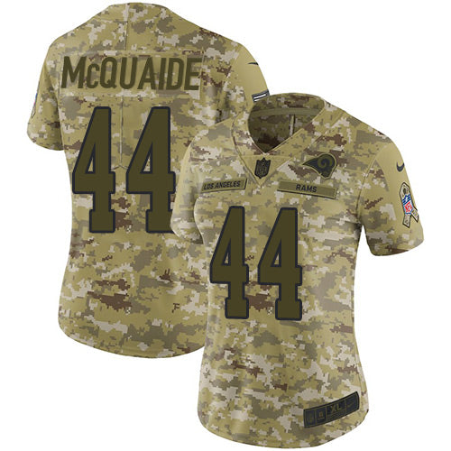 Nike Los Angeles Rams #44 Jacob McQuaide Camo Women's Stitched NFL Limited 2018 Salute to Service Jersey Womens