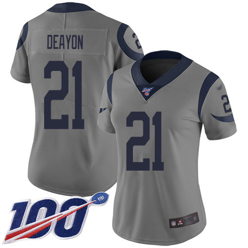 Nike Los Angeles Rams #21 Donte Deayon Gray Women's Stitched NFL Limited Inverted Legend 100th Season Jersey Womens