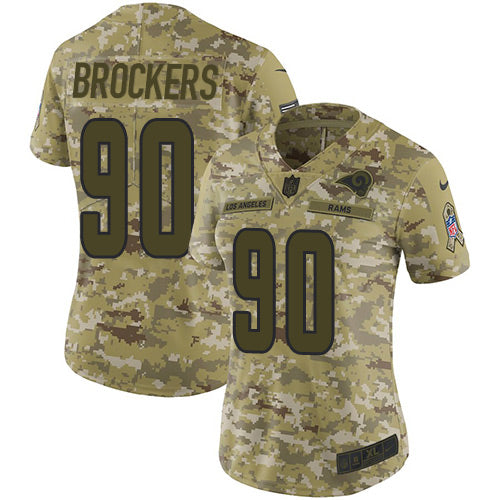 Nike Los Angeles Rams #90 Michael Brockers Camo Women's Stitched NFL Limited 2018 Salute to Service Jersey Womens