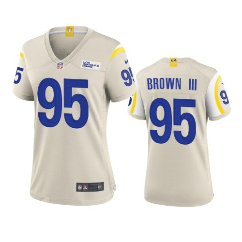 Los Angeles Los Angeles Rams #95 Bobby Brown III Women's Nike Game NFL Jersey - Bone Womens