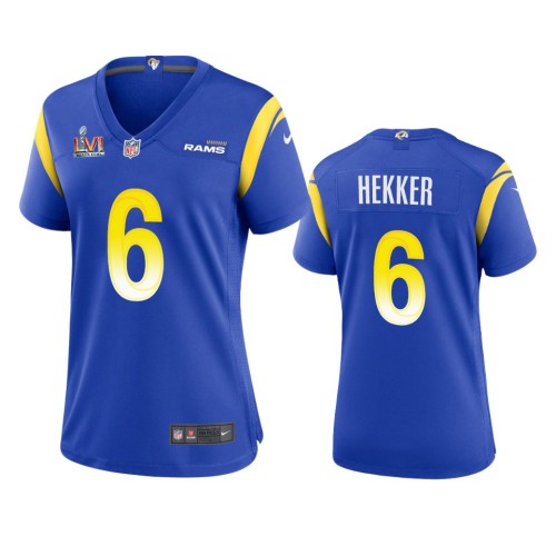 Los Angeles Los Angeles Rams #6 Johnny Hekker Women's Super Bowl LVI Patch Nike Game NFL Jersey - Royal Womens