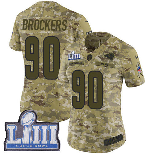 Nike Los Angeles Rams #90 Michael Brockers Camo Super Bowl LIII Bound Women's Stitched NFL Limited 2018 Salute to Service Jersey Womens