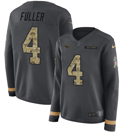 Nike Los Angeles Rams #4 Jordan Fuller Anthracite Salute to Service Women's Stitched NFL Limited Therma Long Sleeve Jersey Womens