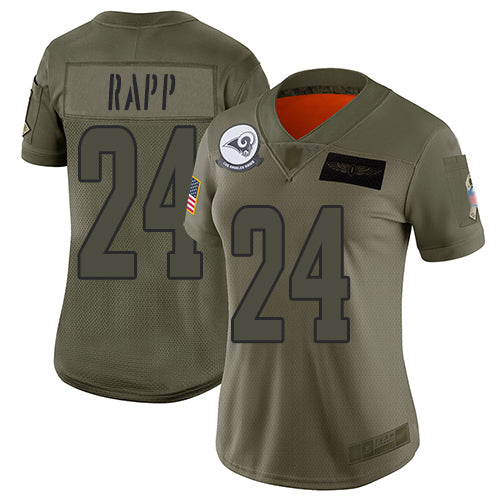 Nike Los Angeles Rams #24 Taylor Rapp Camo Women's Stitched NFL Limited 2019 Salute to Service Jersey Womens