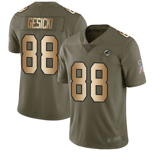 Nike Miami Dolphins #88 Mike Gesicki Olive/Gold Youth Stitched NFL Limited 2017 Salute to Service Jersey Youth