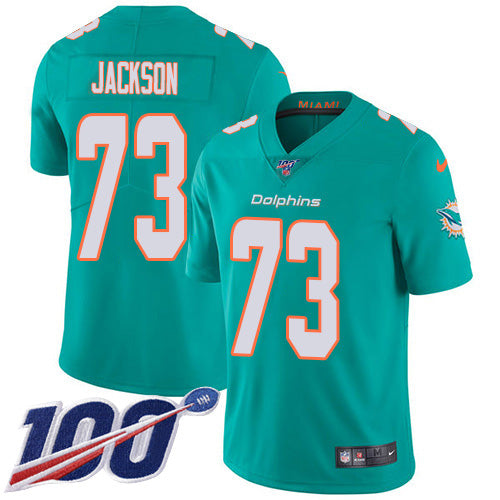 Nike Miami Dolphins #73 Austin Jackson Aqua Green Team Color Youth Stitched NFL 100th Season Vapor Untouchable Limited Jersey Youth