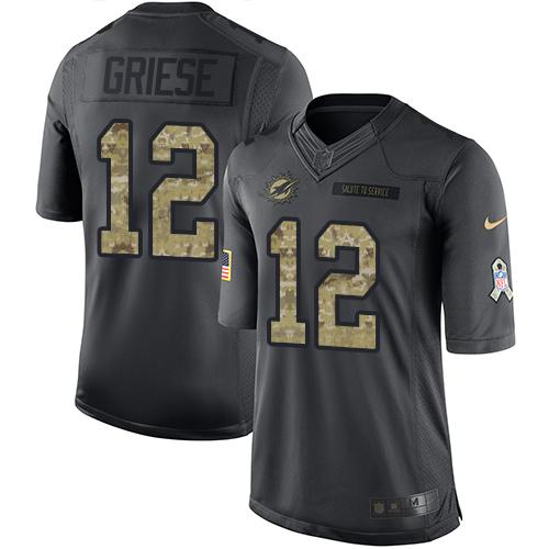 Nike Miami Dolphins #12 Bob Griese Black Youth Stitched NFL Limited 2016 Salute to Service Jersey Youth