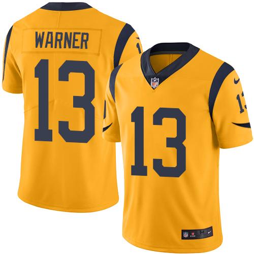 Nike Los Angeles Rams #13 Kurt Warner Gold Youth Stitched NFL Limited Rush Jersey Youth