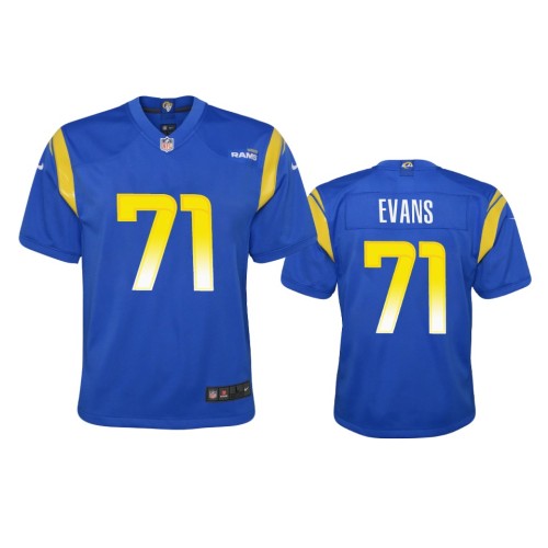 Los Angeles Los Angeles Rams #71 Bobby Evans Youth Nike Game NFL Jersey - Royal Youth