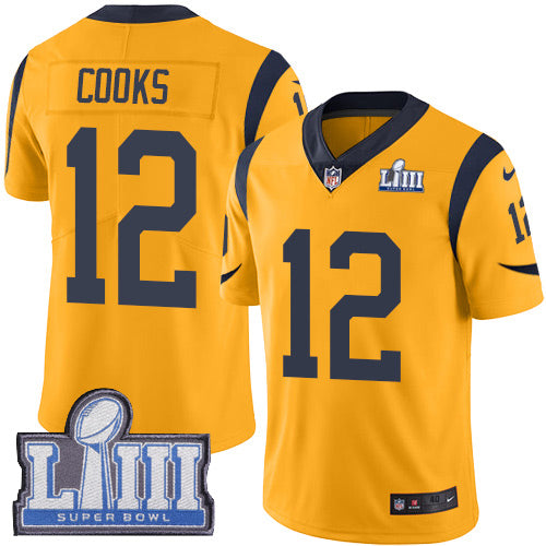 Nike Los Angeles Rams #12 Brandin Cooks Gold Super Bowl LIII Bound Youth Stitched NFL Limited Rush Jersey Youth