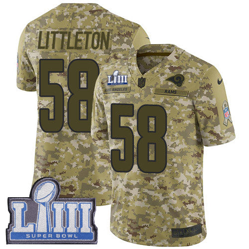 Nike Los Angeles Rams #58 Cory Littleton Camo Super Bowl LIII Bound Youth Stitched NFL Limited 2018 Salute to Service Jersey Youth