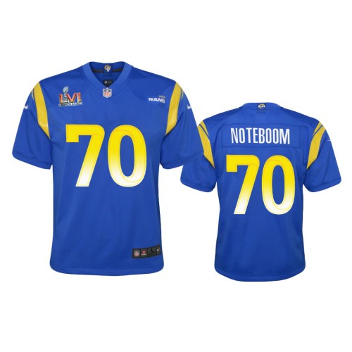 Los Angeles Los Angeles Rams #70 Joseph Noteboom Youth Super Bowl LVI Patch Nike Game NFL Jersey - Royal Youth