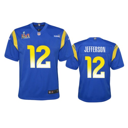 Los Angeles Los Angeles Rams #12 Van Jefferson Youth Super Bowl LVI Patch Nike Game NFL Jersey - Royal Youth