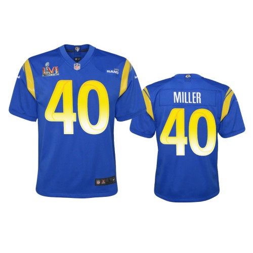 Los Angeles Los Angeles Rams #40 Von Miller Youth Super Bowl LVI Patch Nike Game NFL Jersey - Royal Youth