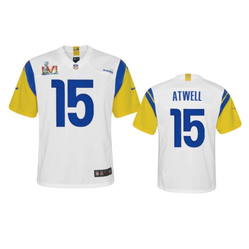 Los Angeles Los Angeles Rams #15 Tutu Atwell Youth Super Bowl LVI Patch Nike Alternate Game NFL Jersey - White Youth