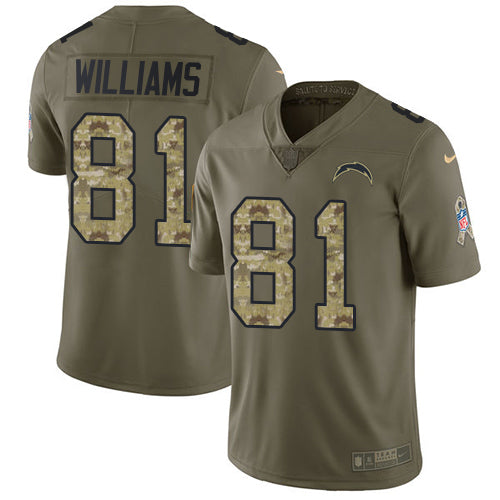 Nike Los Angeles Chargers #81 Mike Williams Olive/Camo Men's Stitched NFL Limited 2017 Salute To Service Jersey Men's