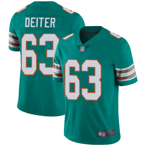 Nike Miami Dolphins #63 Michael Deiter Aqua Green Alternate Men's Stitched NFL Vapor Untouchable Limited Jersey Men's