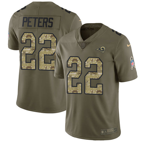 Nike Los Angeles Rams #22 Marcus Peters Olive/Camo Men's Stitched NFL Limited 2017 Salute To Service Jersey Men's