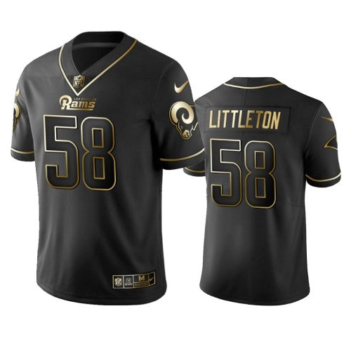 Nike Los Angeles Rams #58 Cory Littleton Black Golden Limited Edition Stitched NFL Jersey Men's