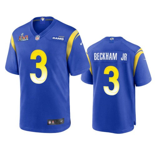 Los Angeles Los Angeles Rams #3 Odell Beckham Jr. Men's Super Bowl LVI Patch Nike Game NFL Jersey - Royal Men's