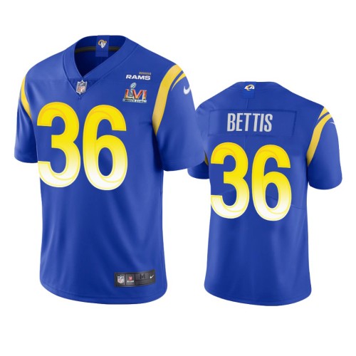 Los Angeles Los Angeles Rams #36 Jerome Bettis Men's Super Bowl LVI Patch Nike Vapor Limited NFL Jersey - Royal Men's