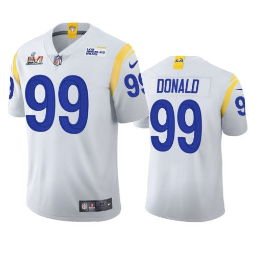Los Angeles Los Angeles Rams #99 Aaron Donald Men's Super Bowl LVI Patch Nike 2021 Vapor Limited NFL Jersey - White Men's
