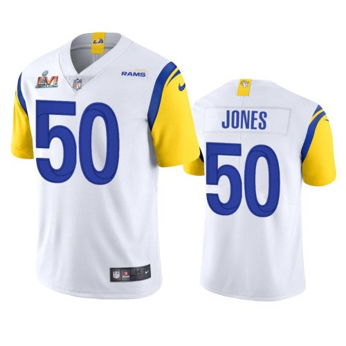 Los Angeles Los Angeles Rams #50 Ernest Jones Men's Super Bowl LVI Patch Nike Alternate Vapor Limited NFL Jersey - White Men's