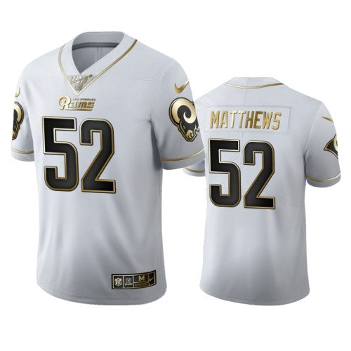 Los Angeles Los Angeles Rams #52 Clay Matthews Men's Nike White Golden Edition Vapor Limited NFL 100 Jersey Men's