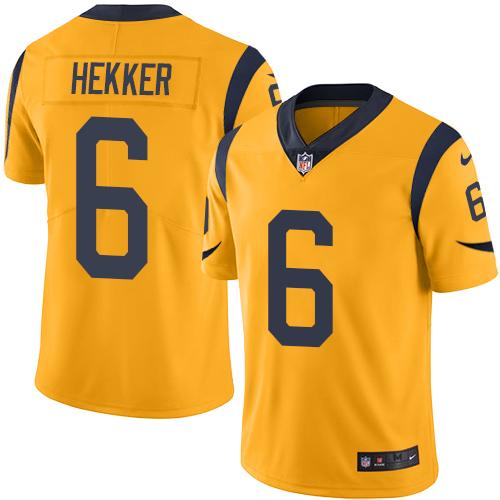 Nike Los Angeles Rams #6 Johnny Hekker Gold Men's Stitched NFL Limited Rush Jersey Men's