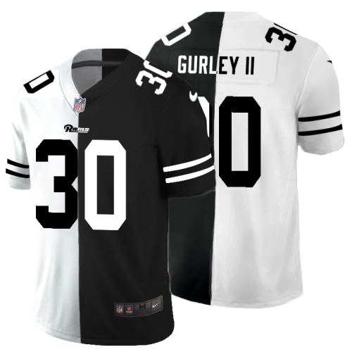 Los Angeles Los Angeles Rams #30 Todd Gurley II Men's Black V White Peace Split Nike Vapor Untouchable Limited NFL Jersey Men's