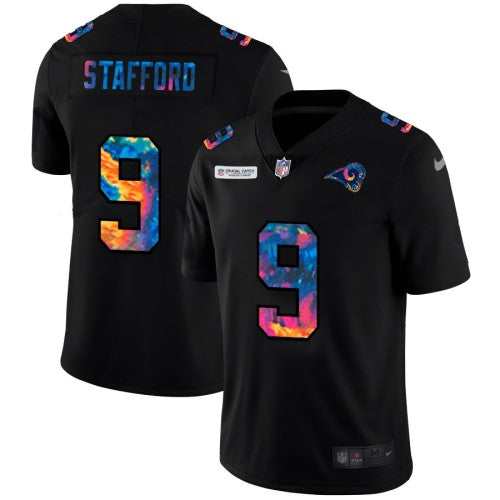 Los Angeles Los Angeles Rams #9 Matthew Stafford Men's Nike Multi-Color Black 2020 NFL Crucial Catch Vapor Untouchable Limited Jersey Men's