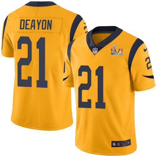 Nike Los Angeles Rams #21 Donte Deayon Gold Super Bowl LVI Patch Men's Stitched NFL Limited Rush Jersey Men's