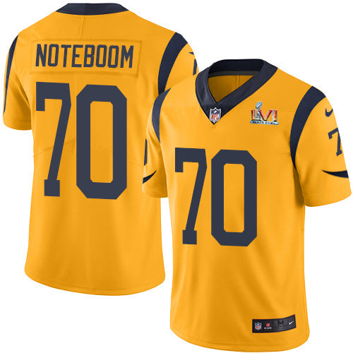 Nike Los Angeles Rams #70 Joseph Noteboom Gold Super Bowl LVI Patch Men's Stitched NFL Limited Rush Jersey Men's