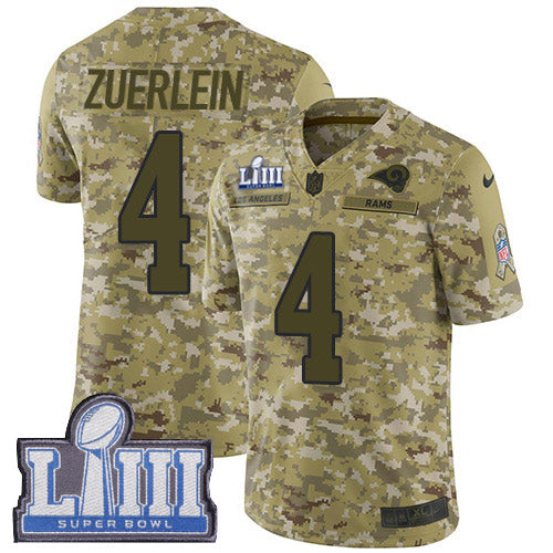 Nike Los Angeles Rams #4 Greg Zuerlein Camo Super Bowl LIII Bound Men's Stitched NFL Limited 2018 Salute To Service Jersey Men's