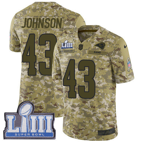 Nike Los Angeles Rams #43 John Johnson Camo Super Bowl LIII Bound Men's Stitched NFL Limited 2018 Salute To Service Jersey Men's