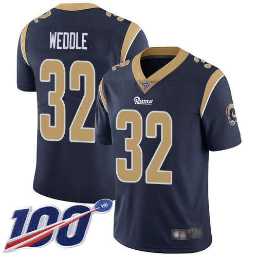 Nike Los Angeles Rams #32 Eric Weddle Navy Blue Team Color Men's Stitched NFL 100th Season Vapor Limited Jersey Men's