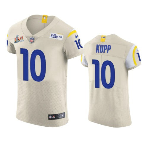 Los Angeles Los Angeles Rams #10 Cooper Kupp Men's Super Bowl LVI Patch Nike Vapor Elite Player NFL Jersey - Bone Men's