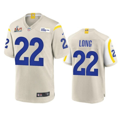 Los Angeles Los Angeles Rams #22 David Long Men's Super Bowl LVI Patch Nike Game NFL Jersey - Bone Men's