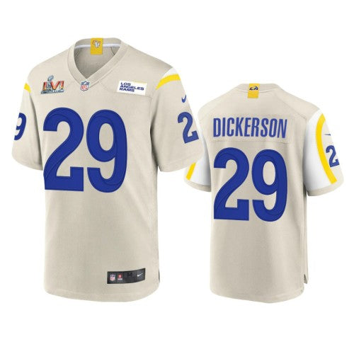 Los Angeles Los Angeles Rams #29 Eric Dickerson Men's Super Bowl LVI Patch Nike Game NFL Jersey - Bone Men's
