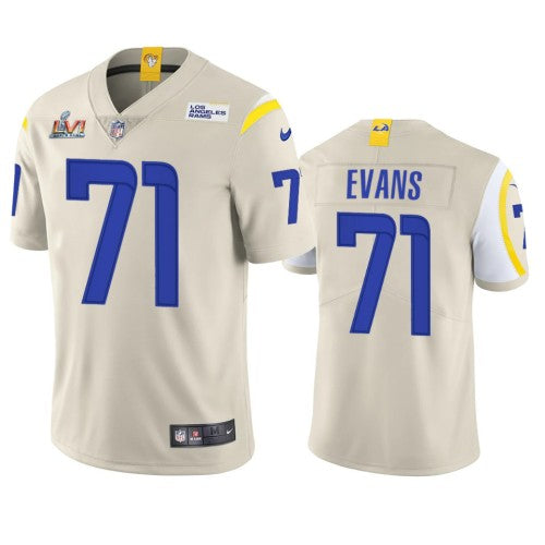 Los Angeles Los Angeles Rams #71 Bobby Evans Men's Super Bowl LVI Patch Nike Vapor Limited NFL Jersey - Bone Men's