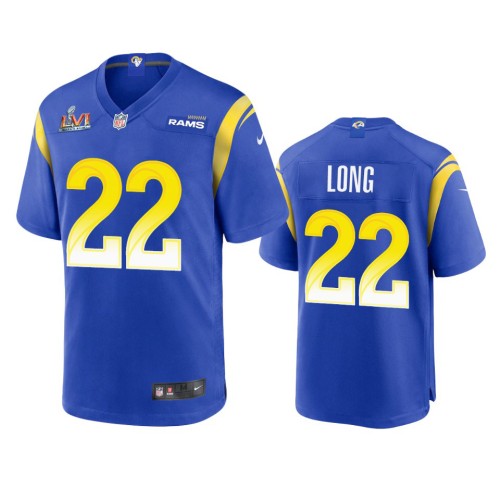 Los Angeles Los Angeles Rams #22 David Long Men's Super Bowl LVI Patch Nike Game NFL Jersey - Royal Men's